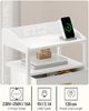 Nachttisch 2er Set, mit LED-Leuchten und Ladestation, Beistelltisch mit 3 Stoff-Schubladen und Regalen, mit USB-Anschlüssen & Steckdosen, für Schlafzimmer, Wohnzimmer, Weiß Bild 3