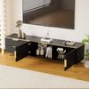 REDOM Lowboard TV-Schrank (Fernsehtisch, TV-Board mit Marmorstruktur, 2 Schubladen und 2 Türen), mit niedriger Teller mit geschnitzter Textur, goldenen Griffen/Füßen Bild 3