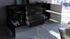 Vladon Sideboard Flow, Schwarz matt/Schwarz Hochglanz inkl. LED - Moderne Kommode mit Ambient Light Verglasung für Ihr Wohnbereich (177 x 75 x 39 cm) Bild 2