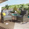 LVHOM Balkonmöbel Set 3 teilig mit Kissen, Gartenmöbel Set aus Polyrattan mit Tisch, Schaukelsessel Set Garten, Gartenstühle, Balkonset 3tlg, Grau Bild 5