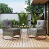 LVHOM Balkonmöbel Set 3 teilig mit Kissen, Gartenmöbel Set aus Polyrattan mit Tisch, Schaukelsessel Set Garten, Gartenstühle, Balkonset 3tlg, Grau Bild 3