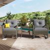 LVHOM Balkonmöbel Set 3 teilig mit Kissen, Gartenmöbel Set aus Polyrattan mit Tisch, Schaukelsessel Set Garten, Gartenstühle, Balkonset 3tlg, Grau Bild 4