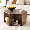 Couchtisch sechseckig B 79 x T 69,4 x H 40 cm, MDF in Walnussoptik, modernes Design Bild 2