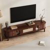 TV-Schrank Holz mit Rattanschubladen, Massivholztüren, Schiebetür, stabiles Design,Walnuss Bild 4