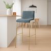 CLP 2er Set Barhocker Hover stapelbar Stoffbezug Vierfußgestell Goldoptik bis 150 kg,blau Bild 3