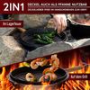 Dutch Oven 4,5 l ohne Füße aus Gusseisen – vorgebrannt mit 2in1 Deckelheber, Untersetzer & Bürste inkl. Rezeptbuch Bild 3