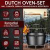 Dutch Oven 4,5 l ohne Füße aus Gusseisen – vorgebrannt mit 2in1 Deckelheber, Untersetzer & Bürste inkl. Rezeptbuch Bild 2