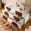 Kommode, 6 Schubladen geschwungenes Design Sideboard leise Schiebeschubladen Kippsicherung, Holz, Weiß/Schokoladenfarbe, 121x71x41cm Bild 2