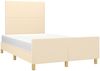 vidaXL Polsterbett mit hohem Kopfteil Stoff Creme 120x200 cm Bild 3