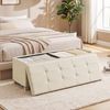 SONGMICS Sitzbank mit Stauraum, faltbare Sitztruhe mit Klappdeckel, Schlafzimmer Wohnzimmer, Leinenoptik, 110 cm, grau Bild 2
