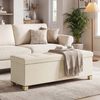 SONGMICS Sitzbank mit Stauraum, faltbare Sitztruhe mit Klappdeckel, Schlafzimmer Wohnzimmer, Leinenoptik, 110 cm, grau Bild 3