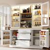 Odikalo Küchenbuffet Küchenschrank Buffetschrank mit App-gesteuerter LED-Beleuchtung (185 x 140 x 40 cm, 3 Schubladen, Arbeitsplatte, verstellbare Böden) Bild 2