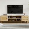 TV-Schrank, 160x39x40,5 cm, TV-Schrank in Eichenoptik mit Rattanfronten, 2 Schubladen & 1 Tür Bild 2
