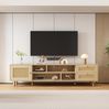 TV-Schrank, 160x39x40,5 cm, TV-Schrank in Eichenoptik mit Rattanfronten, 2 Schubladen & 1 Tür Bild 1