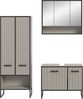 welltime Badezimmer-Set LOCRI, 3-tlg. Badkombination, Breite 154 cm, Rillenoptik, Metallkufen, (3-St, bestehend aus: Hochschrank, Waschbeckeunterschrank & Spiegelschrank), Bad-Kombination, Bad-Möbel, Badezimmer, Kombination, Kombi Bild 4
