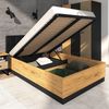 Bett 120x200cm mit aufklappbarem Bettkasten, schwarz mit Eiche, CASPER-131 Bild 4