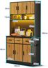 Küchenschrank mit LED-Beleuchtung & 3 Schubladen, 100x40x180 cm, Schwarz/Natur Bild 2