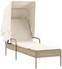vidaXL Sonnenliegen 2 Stk. mit Dach und Tisch Beige Poly Rattan 3261573 Bild 3