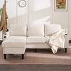 L-förmiges Schlafsofa aus Leinen mit USB/Type-C-Anschlüssen & Getränkehaltern, 202x137x80 cm, Beige Bild 3