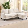 L-förmiges Schlafsofa aus Leinen mit USB/Type-C-Anschlüssen & Getränkehaltern, 202x137x80 cm, Beige Bild 4
