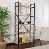 Dmora Bücherregal Suriel, Büroregal, Mobiler Buchhalter, Bücherbrett, 90x34 h180 cm, Eiche und Schwarz Bild 2