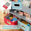Bücherregal Kinder Kinderregal mit 3 Ablagen & offenem Fach & 2 Stoffschubladen Grau Bild 4