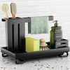 BlingBin Küchenorganizer-Set Spülbecken Organizer mit Abflusspfanne & Lappenhalter, (1er Set, 1-tlg, Edelstahl Waschbecken Organizer), Universeller Küchenorganizer Für Schwämme, Bürsten & Seife, Schwarz Bild 5