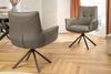 Drehbarer 360° Echtleder Stuhl SIGN taupe Federkern mit Armlehne Metallgestell Bild 3