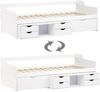 Homestyle4u Holzbett mit Schubladen, Kiefernholz massiv weiß, 90x200 cm Bild 5
