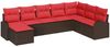 vidaXL Sofa Set mit Kissen 8 pcs Braun und Rot Poly-Rattan 3354833 Bild 2