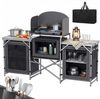 Sekey Campingschrank XXL Faltbar Campingküche mit Aluminiumgestell inkl. Windschutz und Tragetasche, Grau Bild 2