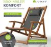 JUSKYS® Sonnenliege Tavira Anthrazit - Klappbar, 3-fach verstellbare Rückenlehne, mit abnehmbarem Kopfpolster, wetterfest, geöltes Akazienholz, 2er Set Bild 4