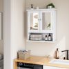 Wandmontierter Badezimmerschrank mit Spiegel, Weiß, MDF, höhenverstellbare Einlegeböden, offenes Regal, platzsparend Bild 3