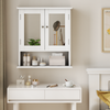 Wandmontierter Badezimmerschrank mit Spiegel, Weiß, MDF, höhenverstellbare Einlegeböden, offenes Regal, platzsparend Bild 2