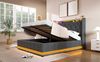 Polsterbett 160x200 cm mit hydraulischem Bettkasten, 360° LED & Kopfteil mit USB‑Typ‑C, graues Leinen Bild 5