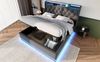 Polsterbett 160x200 cm mit hydraulischem Bettkasten, 360° LED & Kopfteil mit USB‑Typ‑C, graues Leinen Bild 3