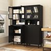 Hohes Bücherregal mit Glastüren aus MDF, Schwarz – Vielseitiger Stauraum für Wohnzimmer und Büro Bild 2