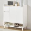 Moderner Schuhschrank Weiß Mit Verstellbaren Trennwänden 90cm Breite Flexibler Stauraum Für Bis Zu 25 Paar Schuhe Flur Kommode Mit Massivholzbeinen Und Sicherheitsgriffen Inklusive Kippsicherung, 99cmx35cmx90cm, Weiß Bild 4