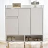 Moderner Schuhschrank Weiß Mit Verstellbaren Trennwänden 90cm Breite Flexibler Stauraum Für Bis Zu 25 Paar Schuhe Flur Kommode Mit Massivholzbeinen Und Sicherheitsgriffen Inklusive Kippsicherung, 99cmx35cmx90cm, Weiß Bild 5