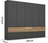 rauch Kleiderschrank; Drehtürenschrank WINNIPEG, 5-türig, 6 Schubkästen, Graumetallic/Eiche Halifax, 226x210x56xcm Bild 4
