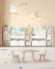 Kinderregal mit Zeitungsständer, Bücherregal Kinder mit 3 Säulen, 4 Ablagen, Spielzeugregal, Kinder mit Aufbewahrungsbox, für Kinderzimmer, Wohnzimmer, 30 x 140 x 100 cm, Weiß Bild 3
