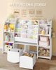 Kinderregal mit Zeitungsständer, Bücherregal Kinder mit 3 Säulen, 4 Ablagen, Spielzeugregal, Kinder mit Aufbewahrungsbox, für Kinderzimmer, Wohnzimmer, 30 x 140 x 100 cm, Weiß Bild 4