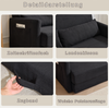 LVHOM Schlafsofa 2-Sitzer, Klappsofa mit Schlaffunktion, Bettsofa aus Cordstoff, Schlafcouch mit Kissen und Seitentaschen, 165x92x82 cm Bild 4