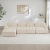 Modulares Sofa 79cm×366cm×165cm 4-Sitzer mit Ottoman – frameloses Ecksofa aus Granuliertem Fleece in Beige White Bild 4