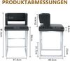 Barhocker 91,4 cm Höhe, quadratischer gepolsterter Sitz, schwarz mit silbernen Metalllbeinen,2er-Set,48*53.3*91.4 cm Bild 3