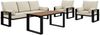 Gartenmöbel Set mit einem Tisch, Sofa und zwei Sesseln auf Metallbeinen, 5 Personen Sitzecke - ELBA 1 - beige Bild 2