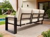 Gartenmöbel Set mit einem Tisch, Sofa und zwei Sesseln auf Metallbeinen, 5 Personen Sitzecke - ELBA 1 - beige Bild 3