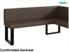 MEBLINI Eckbank für Esszimmer mit ausziehbarem Tisch - Küchenbank - Essecke - Sitzecke Küche - PETER - U-Beine 128x168x87cm Rechts - Braun Kunstleder/M Schwarz Hochgl. Bild 5