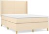 vidaXL Boxspringbett mit Matratze Creme 140x190 cm Stoff 3131830 Bild 2