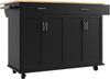 Kücheninsel, Moderne Küchenschrank buffetschrank Speisewagen mit Holzmaserung Multifunktionale Esstisch mit Speicherraum Schwarz, 106 x 50 x 90.5 cm Bild 5